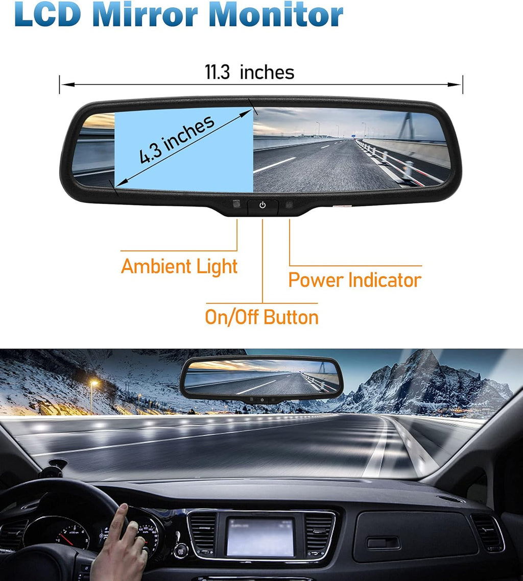 Spare Tire Rear View Backup Camera with 4.3" Anti-Glare Mirror Monitor C95688