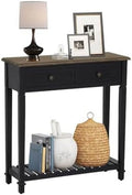 Black Narrow Console Table with Drawers Q810