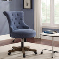 Blue Linen Fabric Swivel Office Chair with Wheels Z36642