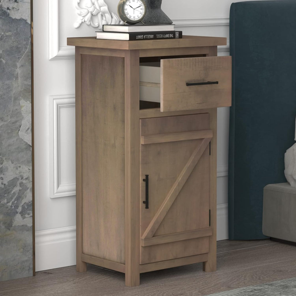 Grey 1 Drawer Wood Nightstand J747