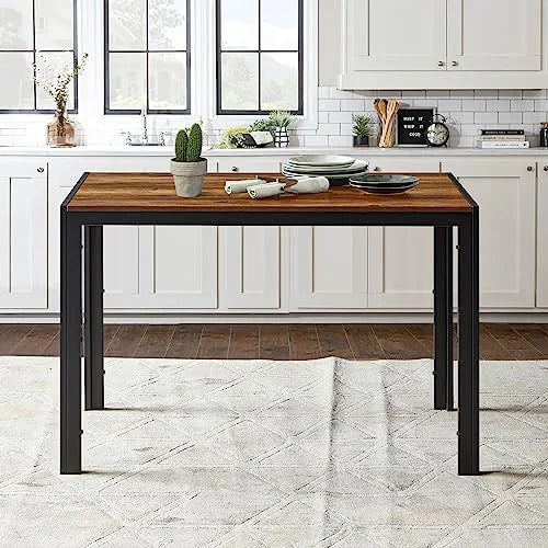 White MDF Top Wood Legs Dining Table K1719