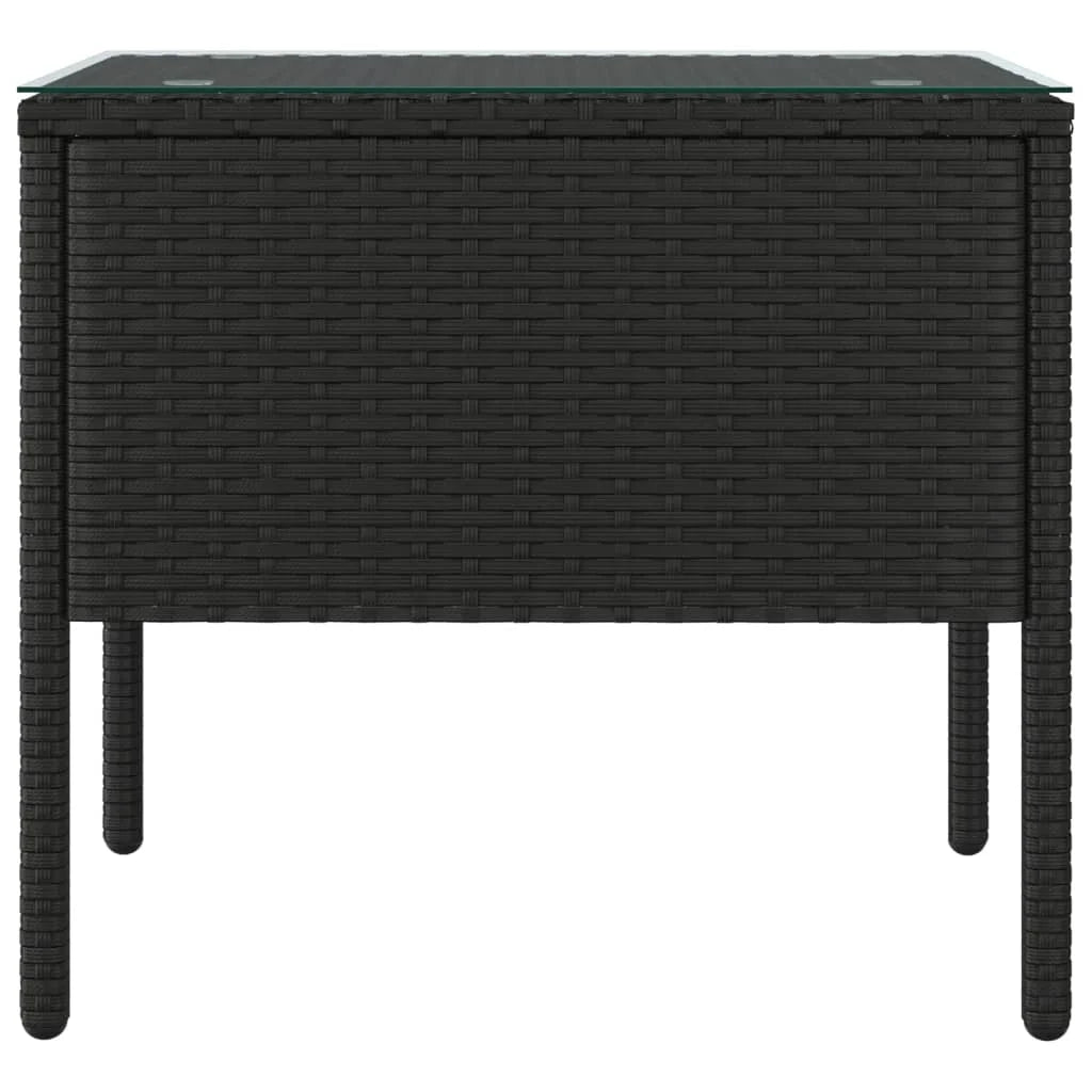 Black Poly Rattan Tempered Glass Side Table S605227