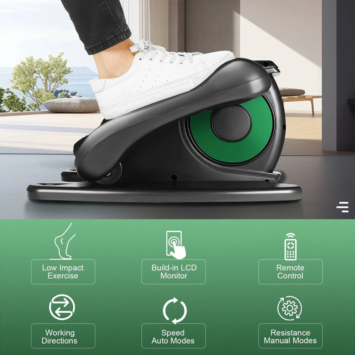 Under Desk Elliptical Pedal Exerciser with Remote & Data Monitor A725