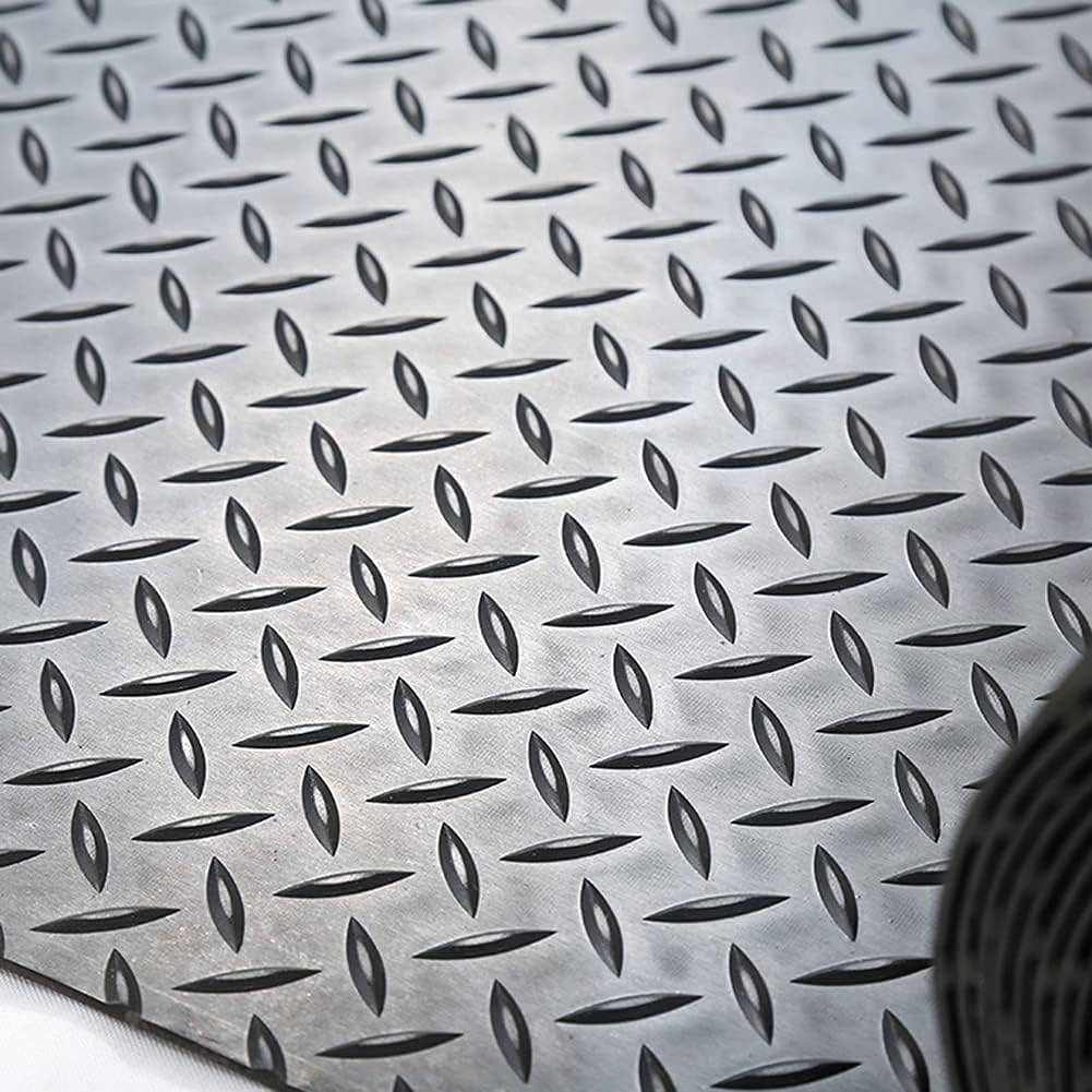 Black 5x10 Ft Diamond Plate Rubber Floor Mat O4481