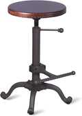 Rustic Swivel Adjustable 22-26 Bar Stool Cast Iron Wooden Brown G40776