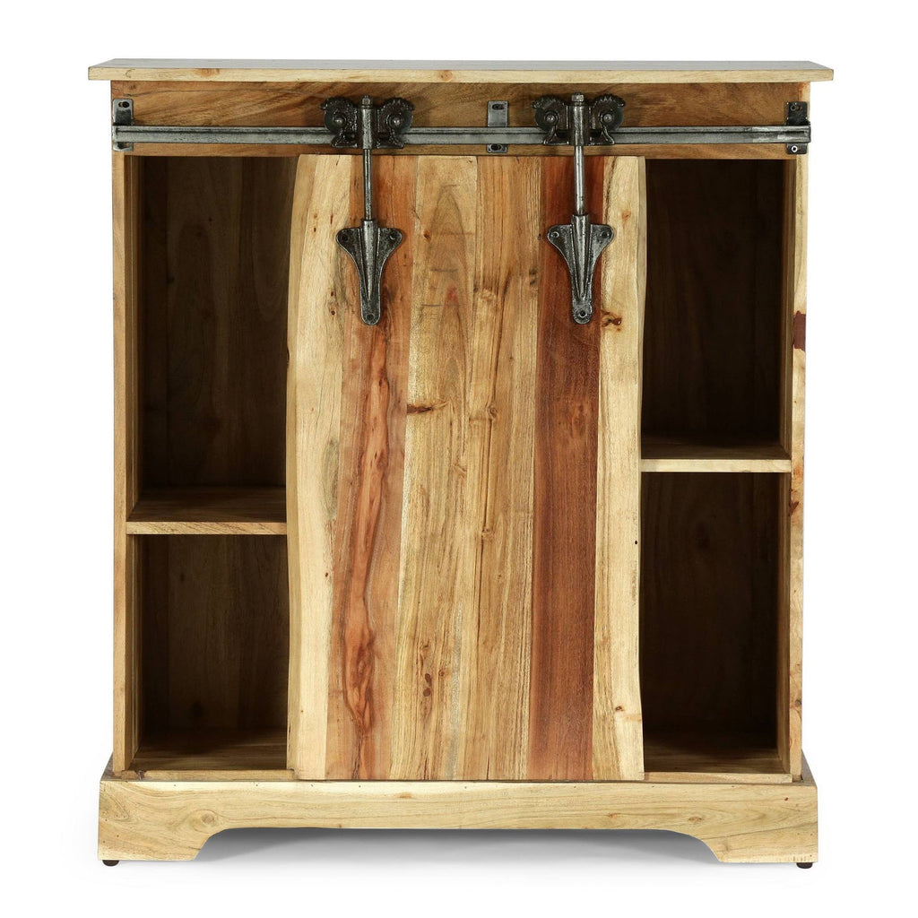 Acacia Wood Live Edge Cabinet with Sliding Door P3093