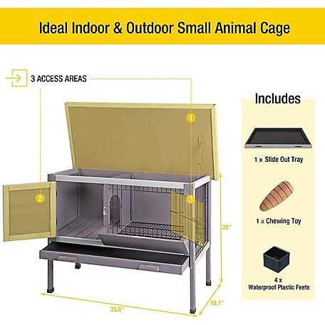 Outdoor Rabbit Hutch with Metal Wire Pan S32854