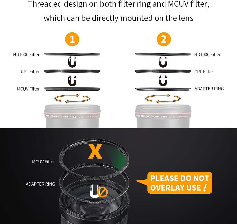 52mm Magnetic Lens Filter Kit with 4 in 1 Filter Pouch L2860