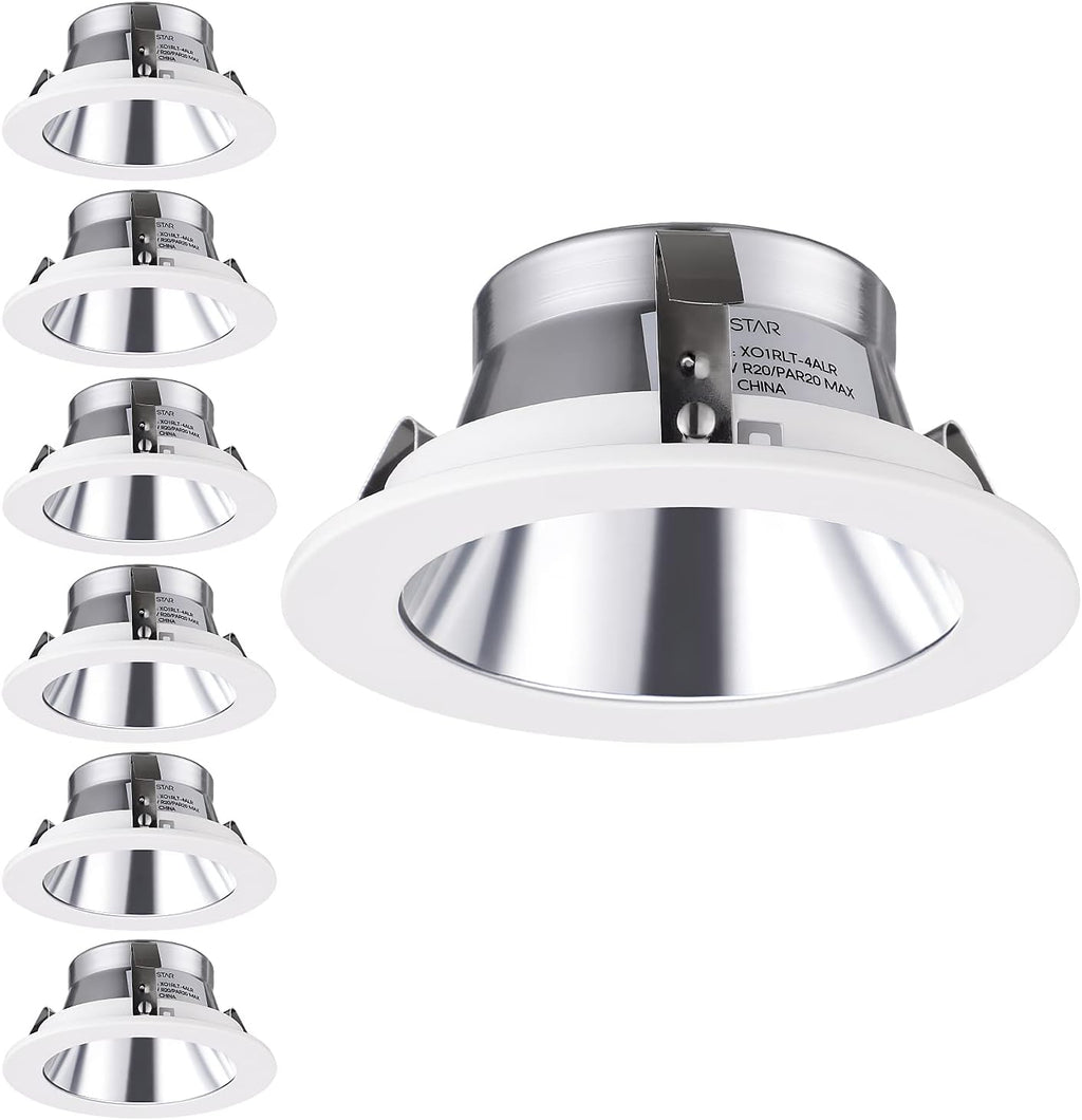 4 Inch Recessed Light Trim with Satin Nickel Step Baffle, Pack of 6 I35731