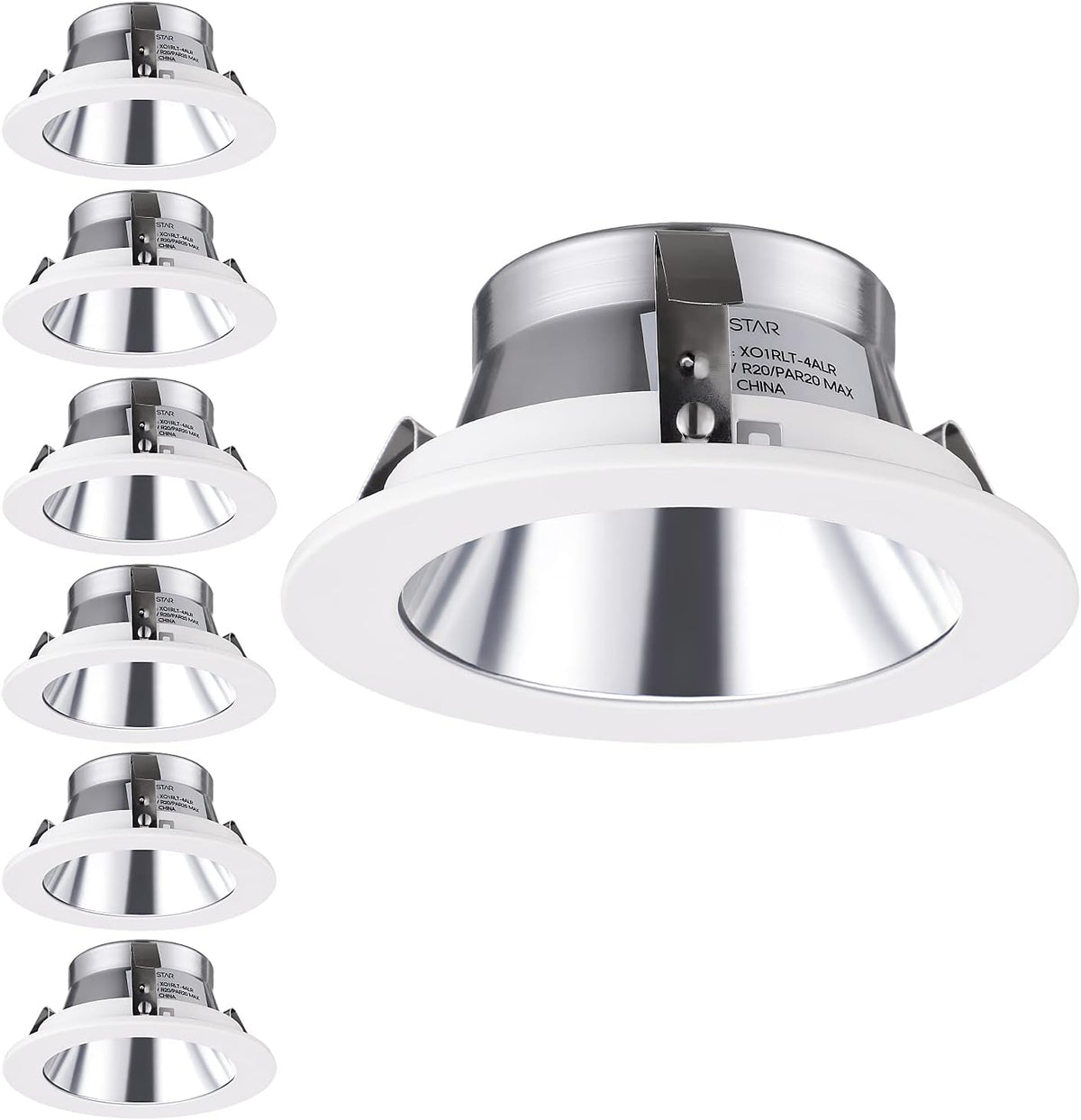 4 Inch Recessed Light Trim with Satin Nickel Step Baffle, Pack of 6 I35731