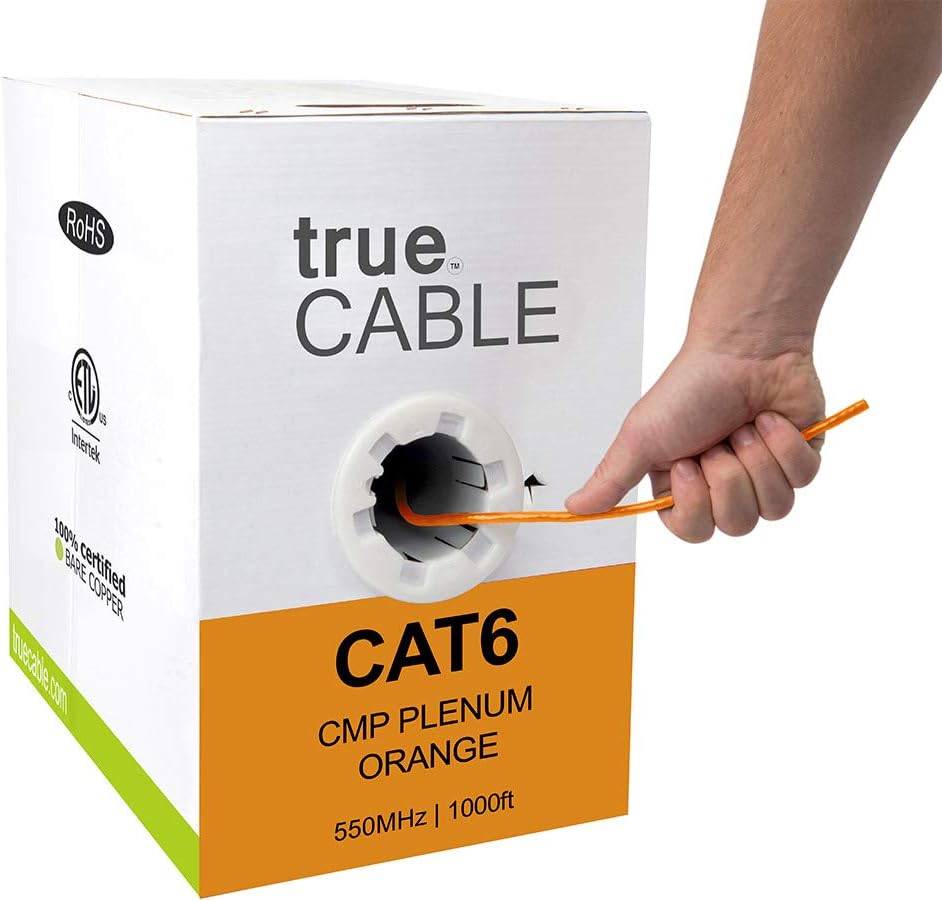 Blue 1000ft Cat6 Plenum Bare Copper UTP Ethernet Cable Q791
