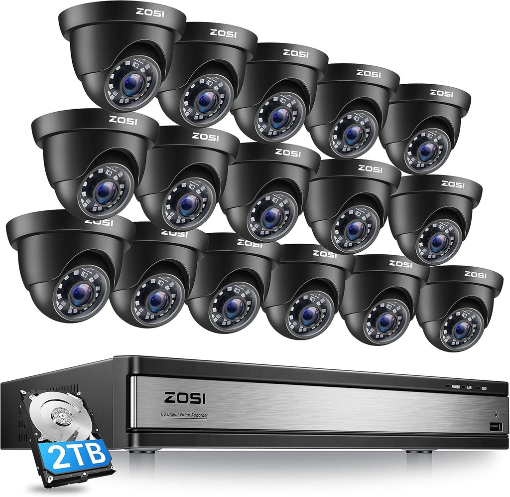 16 Channel 1080p Security Camera System with 2TB Hard Drive and 16 Dome Cameras T3689