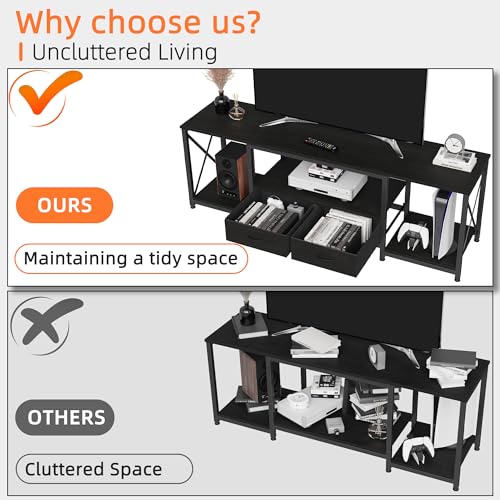 Fabric Drawers TV Stand for 65 70 75 Inches TV V37006