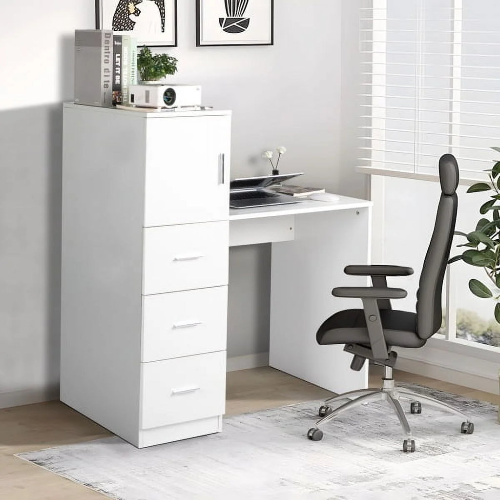 White Office Desk with 3 Storage Drawers J43710