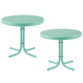 2 Piece Metal Patio End Table Set in Aqua Blue Z46128