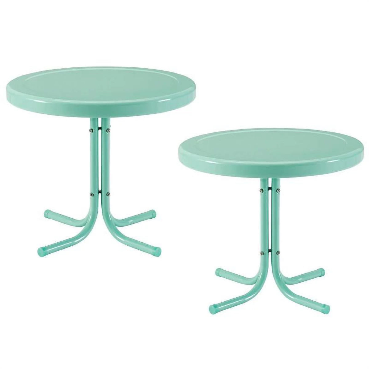 2 Piece Metal Patio End Table Set in Aqua Blue Z46128
