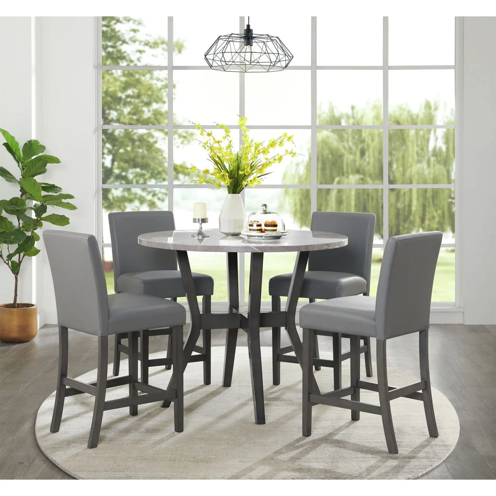 5 Pc Round Counter Set with Faux Marble Top C370