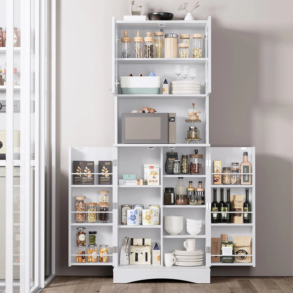 63'' White 4 Door Kitchen Storage Cabinet with Adjustable Shelves K977