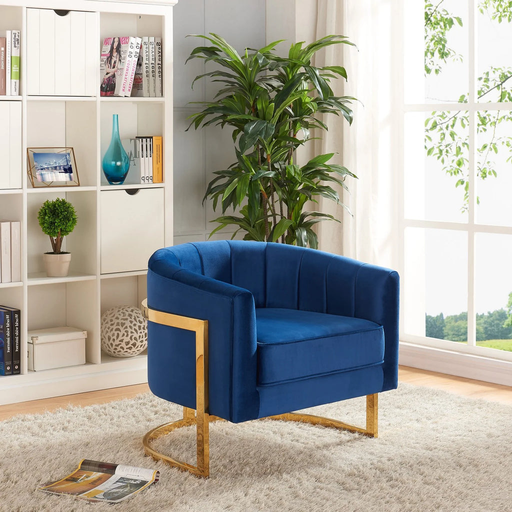 Green Velvet Accent Chair with Stainless Steel Base Z212258