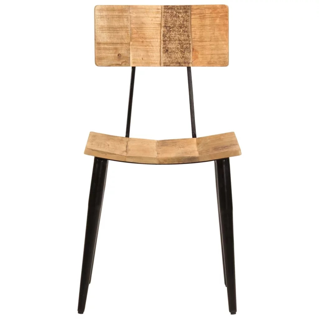 2 pcs Antique-Style Solid Mango Wood Dining Chairs with Iron Frame B522111