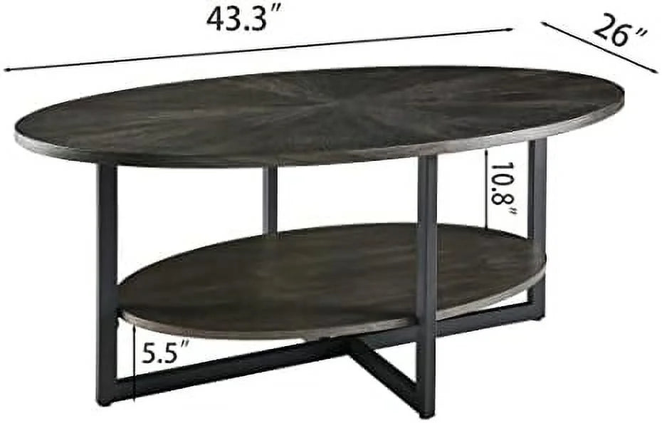 Oval Coffee Table with Umbrella Shaped Top Solid Wood Rustic Brown N244469