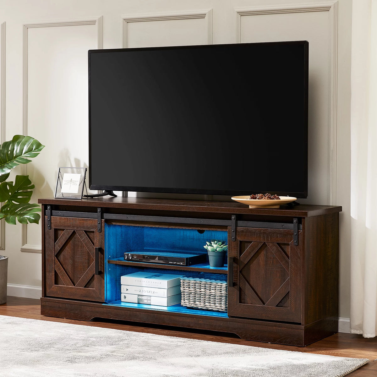 Brown TV Stand with Storage T1017