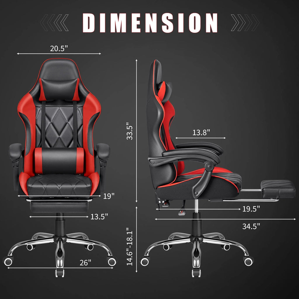White High Back PU Leather Gaming Chair with Footrest V6650