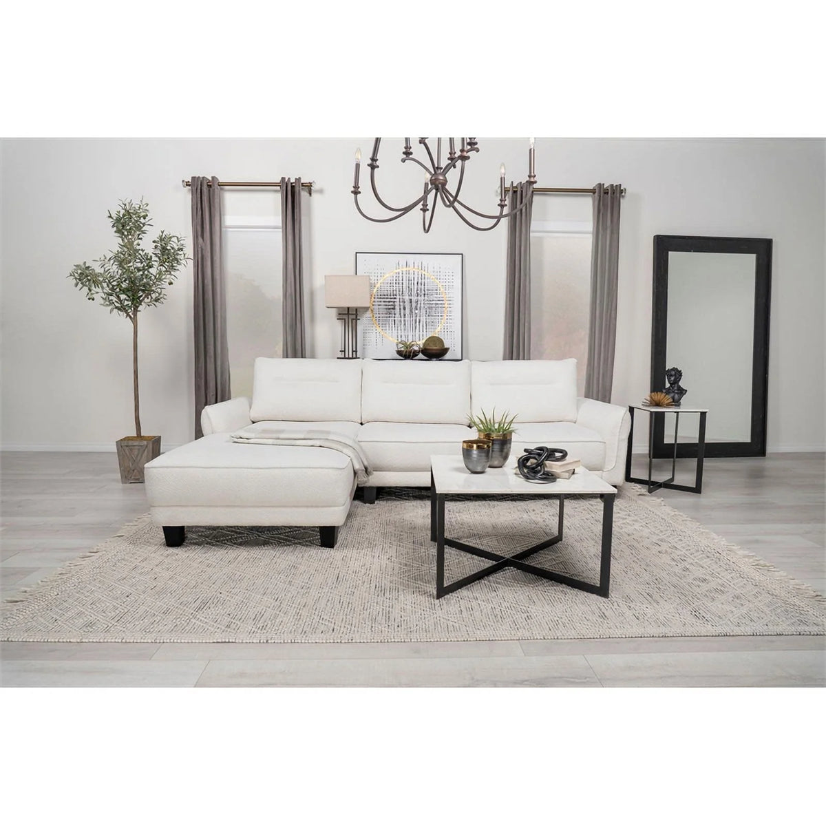 White Fabric Sectional Sofa L508