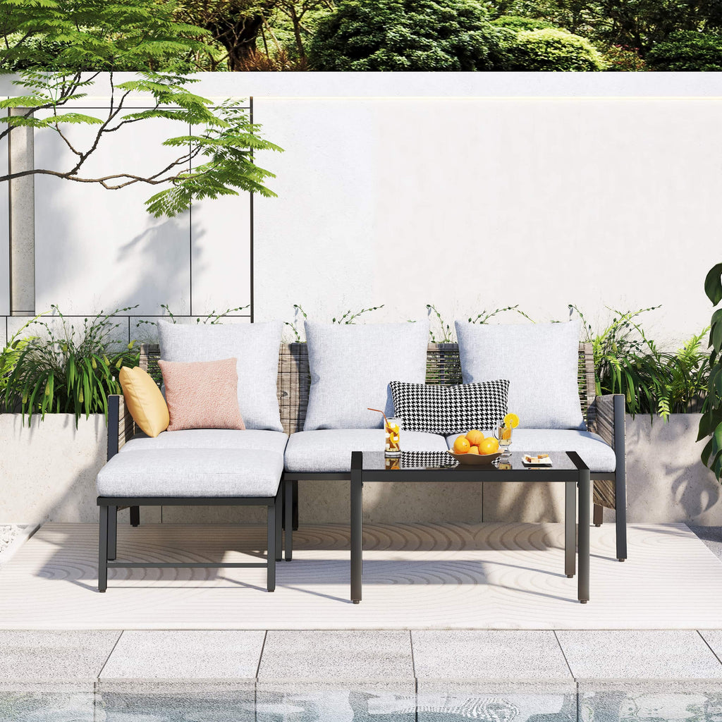 3 Pieces All Weather Patio Sofa Z865