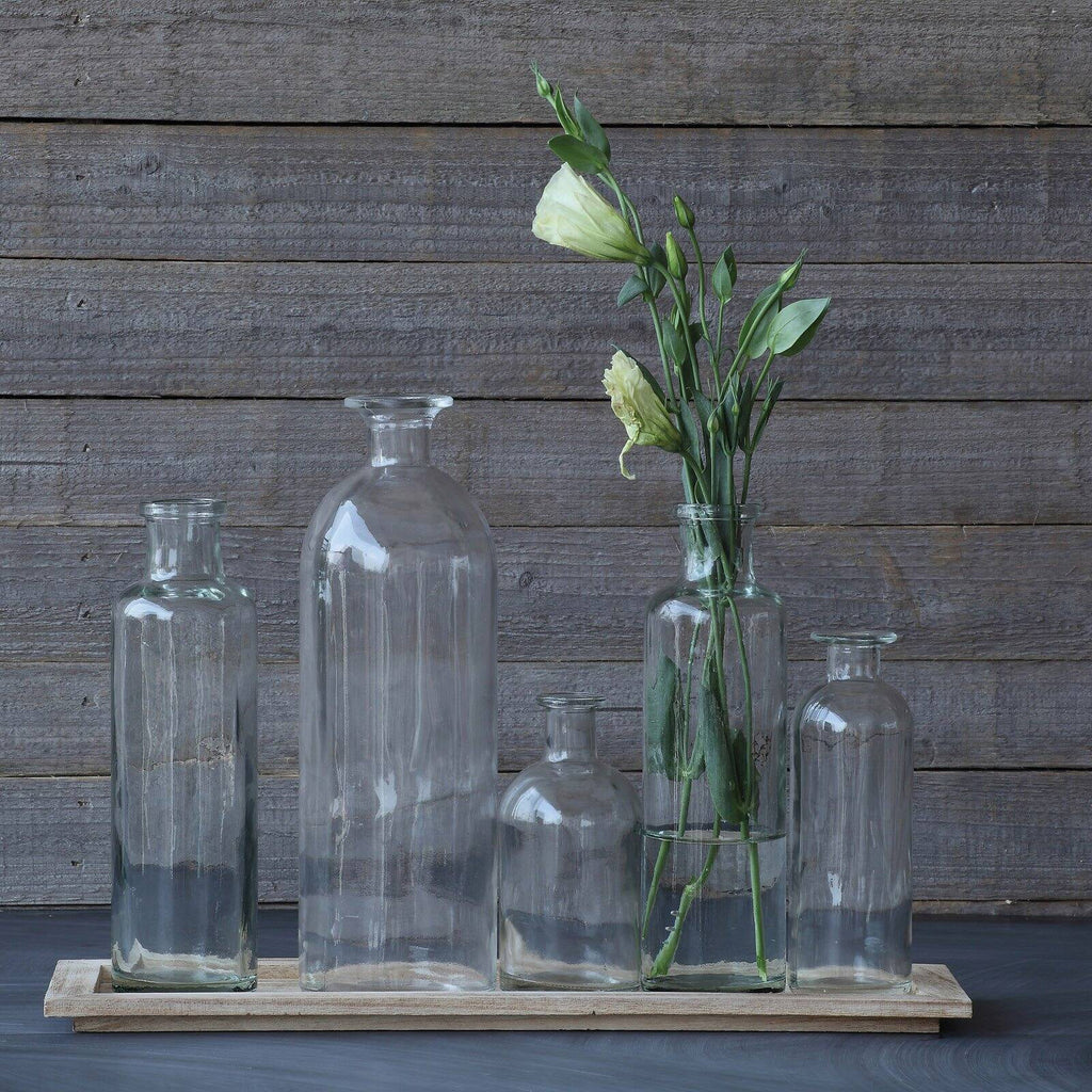 Vintage Bottle Vases on Wood Tray, 6 Pieces W74879