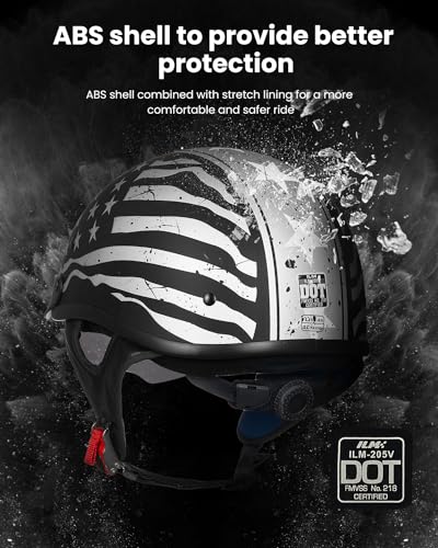 Half Helmet Motorcycle Open Face Sun Visor DOT Approved J2033