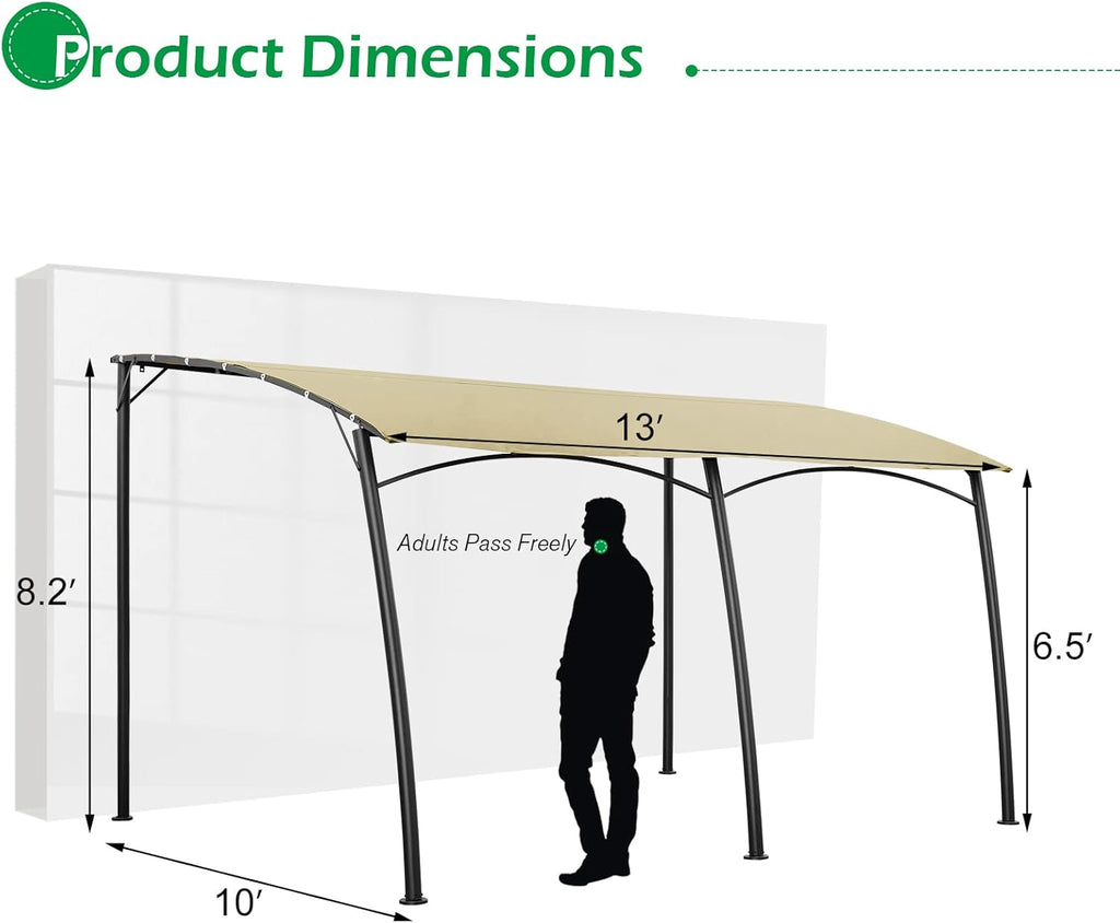13'x10' Beige Steel Outdoor Awning Gazebo W913439
