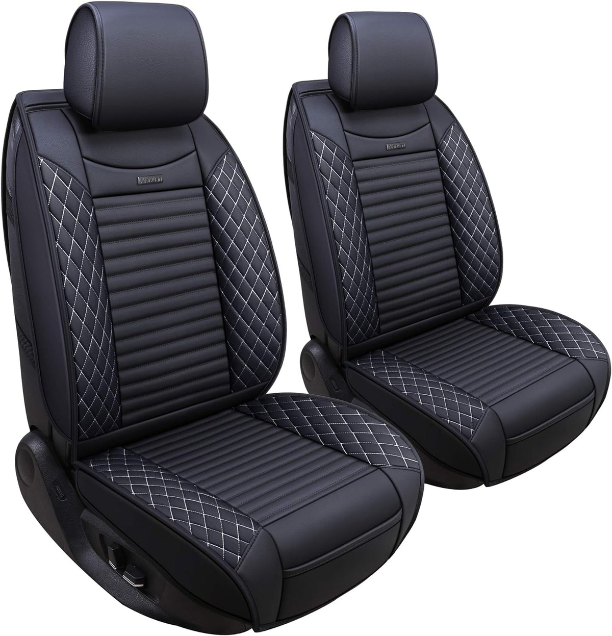 Front Drive Seat Covers Leather Car Seat Protector Waterproof Cushion Universal Fit 2 PCS Front Black-Red W119787