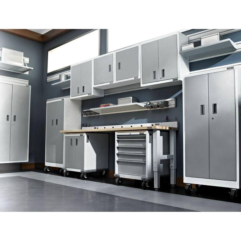 Steel Freestanding Garage Cabinet in Gray Slate F765380