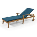Blue Acacia Wood Outdoor Chaise Lounge L138