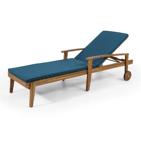 Blue Acacia Wood Outdoor Chaise Lounge L138