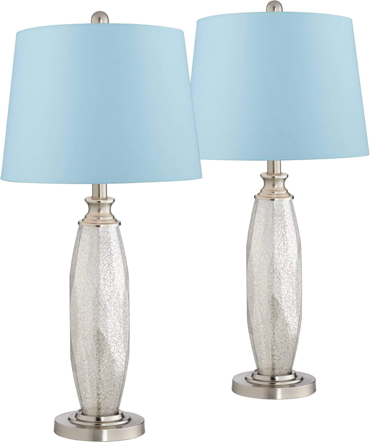 Set of 2 Mercury Glass Table Lamps with Drum Shade F572314
