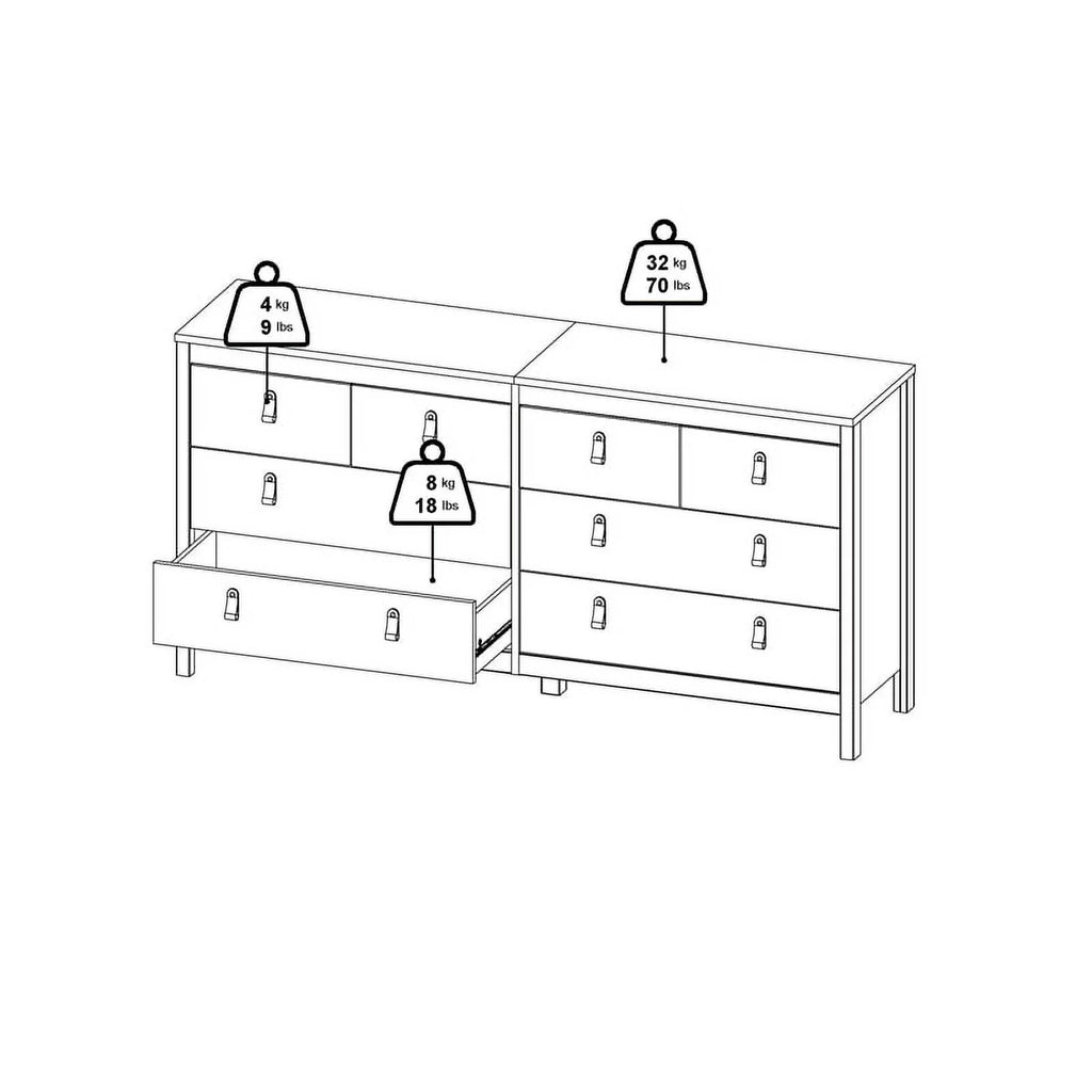 White 8 Drawer Engineered Wood Dresser G31177