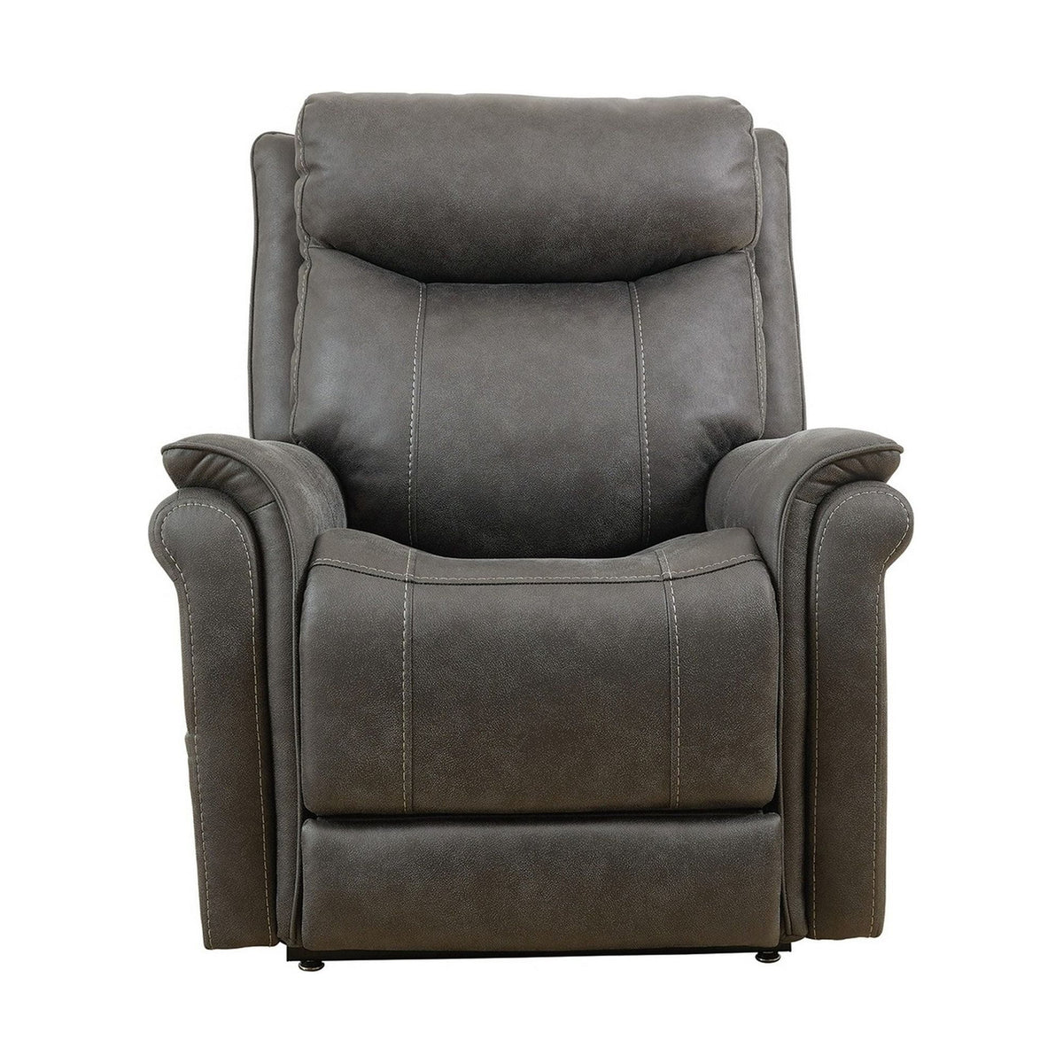 36 Inch Steel Gray Vegan Faux Leather Recliner V595211