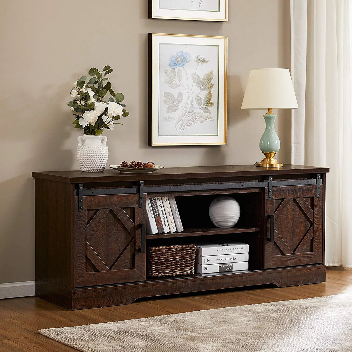 Brown TV Stand with Storage T1017