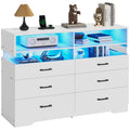 White 6 Drawer Dresser with Charging Station L889521