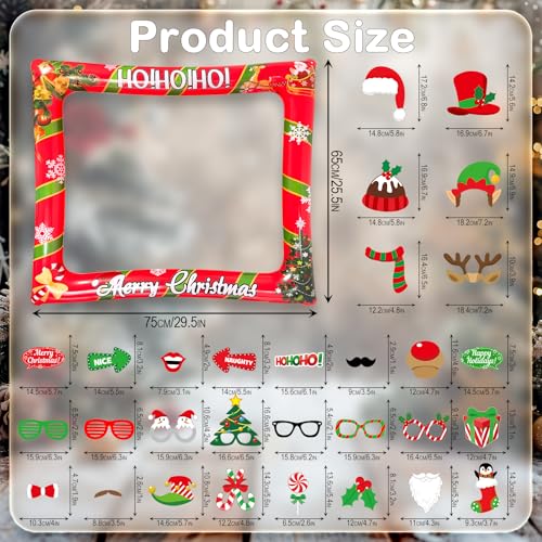 Christmas Photo Booth Props Inflatable Frame 32Pcs M1341