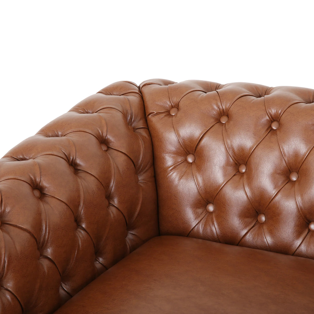Cognac Brown and Dark Brown Faux Leather Club Chairs, Set of 2 S9231