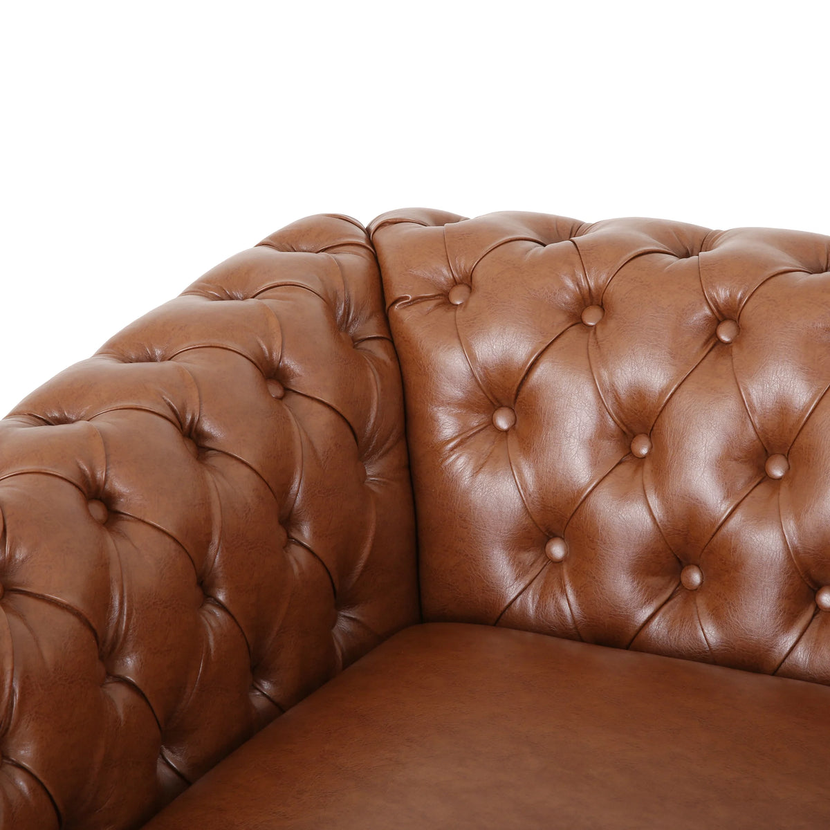 Cognac Brown and Dark Brown Faux Leather Club Chairs, Set of 2 S9231
