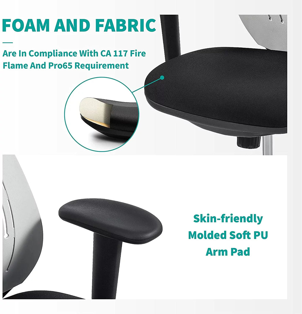 Gray Ergonomic Office Chair with 2D Armrest D809