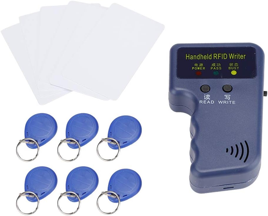 Handheld RFID Card Copier 125KHz ID Duplicator Reader Writer with 5Pcs Writable Keychain and 5Pcs Writable Card X6133