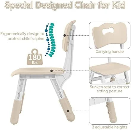 Height Adjustable Plastic Table and 4 Chairs Set J38634
