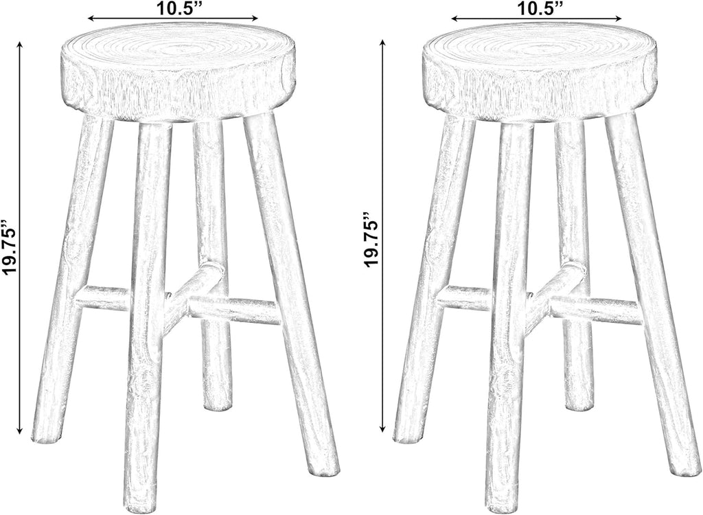 Antique Round Wooden Stools Set of 2 J718