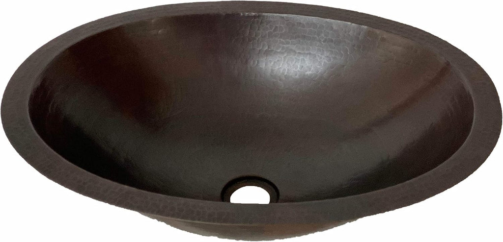 19 x 14 Oval Copper Bathroom Sink Hand Hammered Dual Mount X166