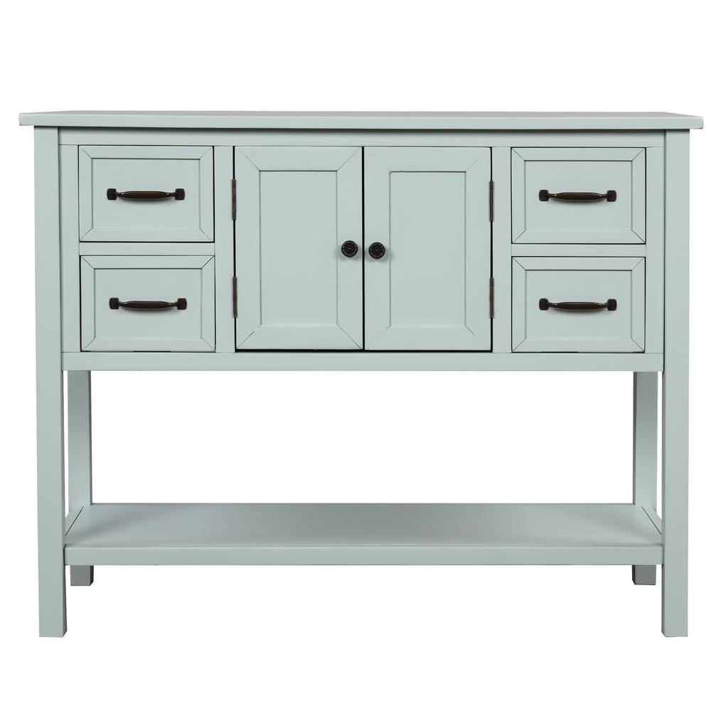 Light Green 43 in. Solid Wood Console Table with 4 Drawers Y464305